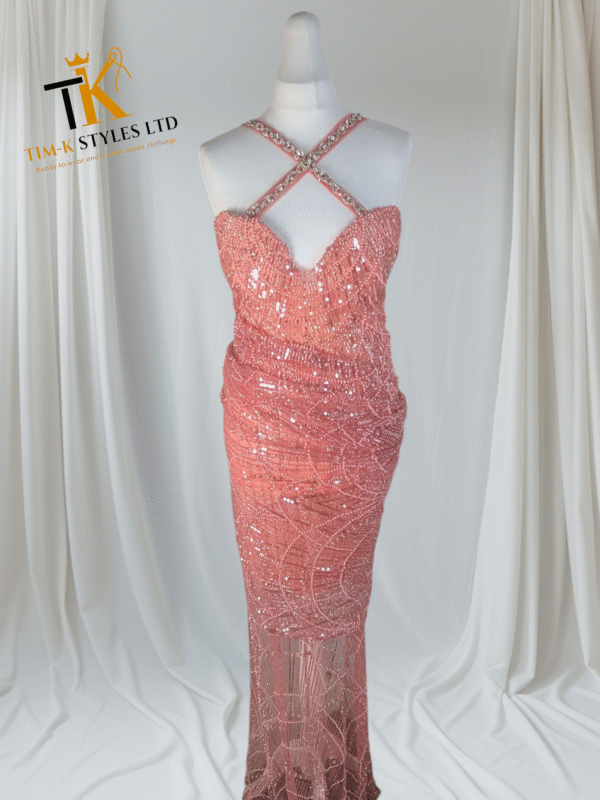 SEQUENCE LACE CROSS-BACK GOWN